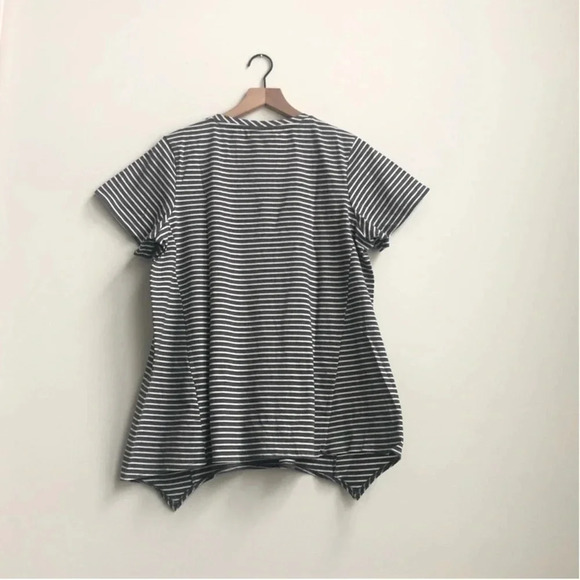 New CCX City Chic Relaxed High Low Striped print short sleeve shirt basic tee - Picture 10 of 13